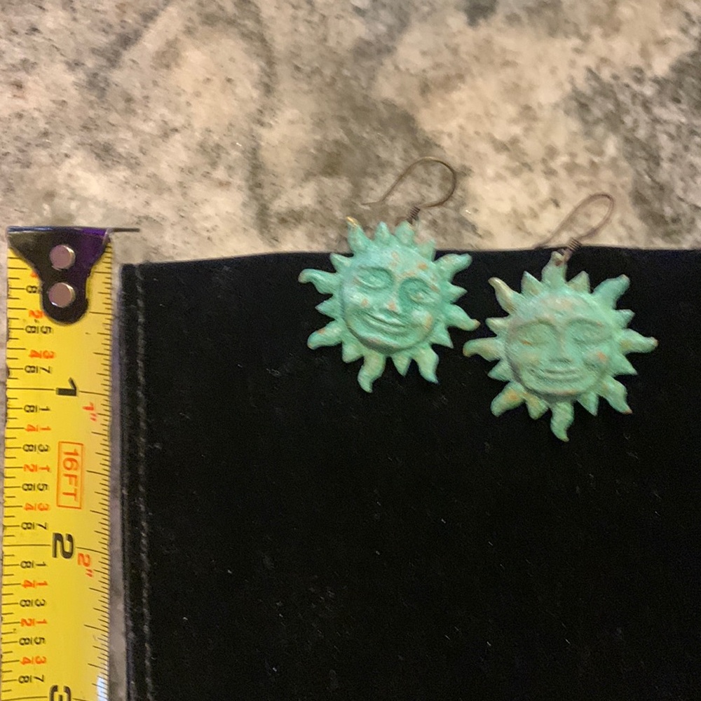 Vintage patina sun earrings from  Arizona